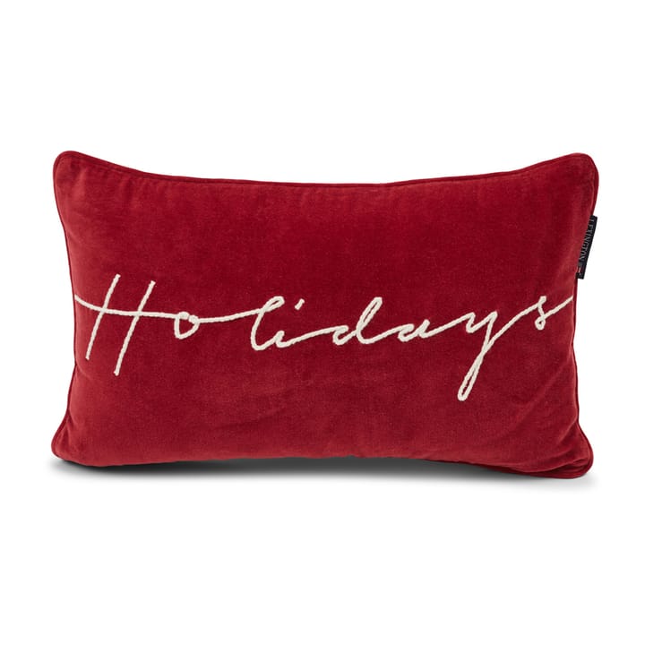 Holidays Cotton Velvet cushion 30x50 cm - Red-white - Lexington