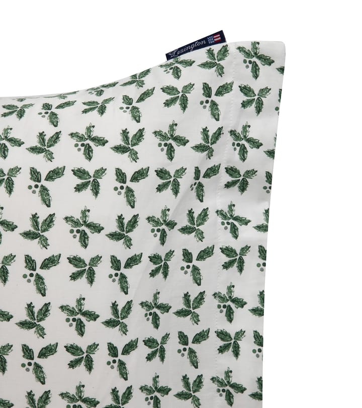 Holly Printed Cotton Sateen pillowcase 50x90 cm, White-green Lexington