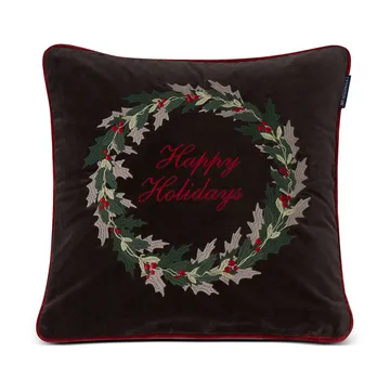 Holly Wrath Cotton Velvet cushion cover 50x50 cm - Dark grey-green-red - Lexington