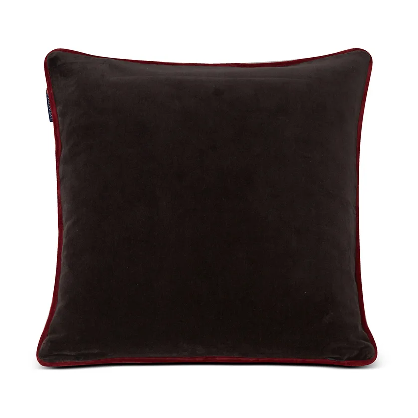 Holly Wrath Cotton Velvet cushion cover 50x50 cm, Dark grey-green-red Lexington