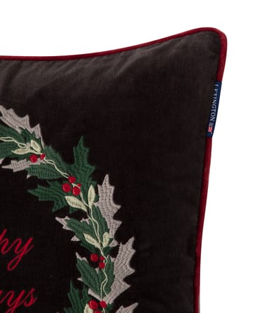 Holly Wrath Cotton Velvet cushion cover 50x50 cm - Dark grey-green-red - Lexington