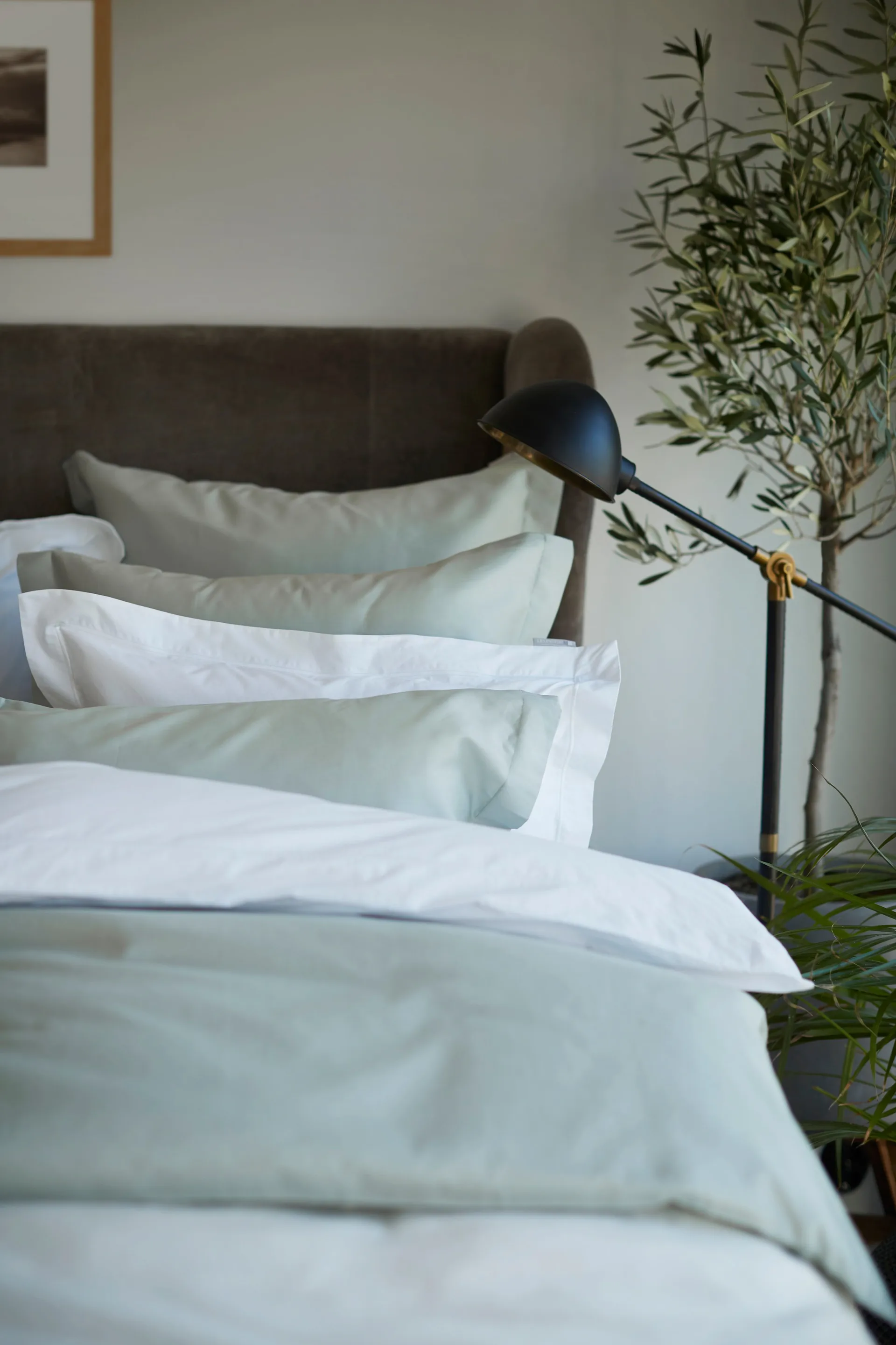 Hotel Cotton Sateen pillowcase 50x60 cm, Sage green Lexington