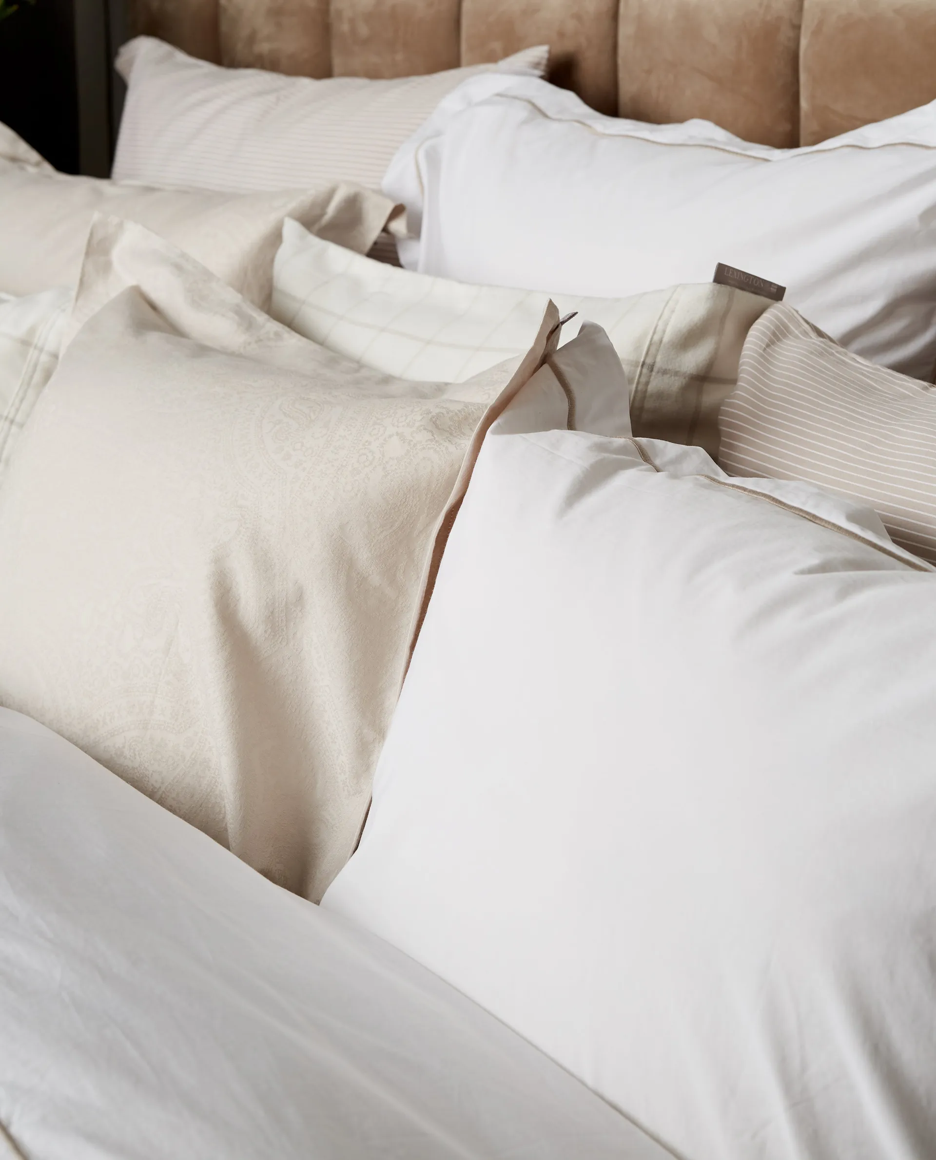 Hotel Percale pillowcase 65x65 cm, White-light beige Lexington