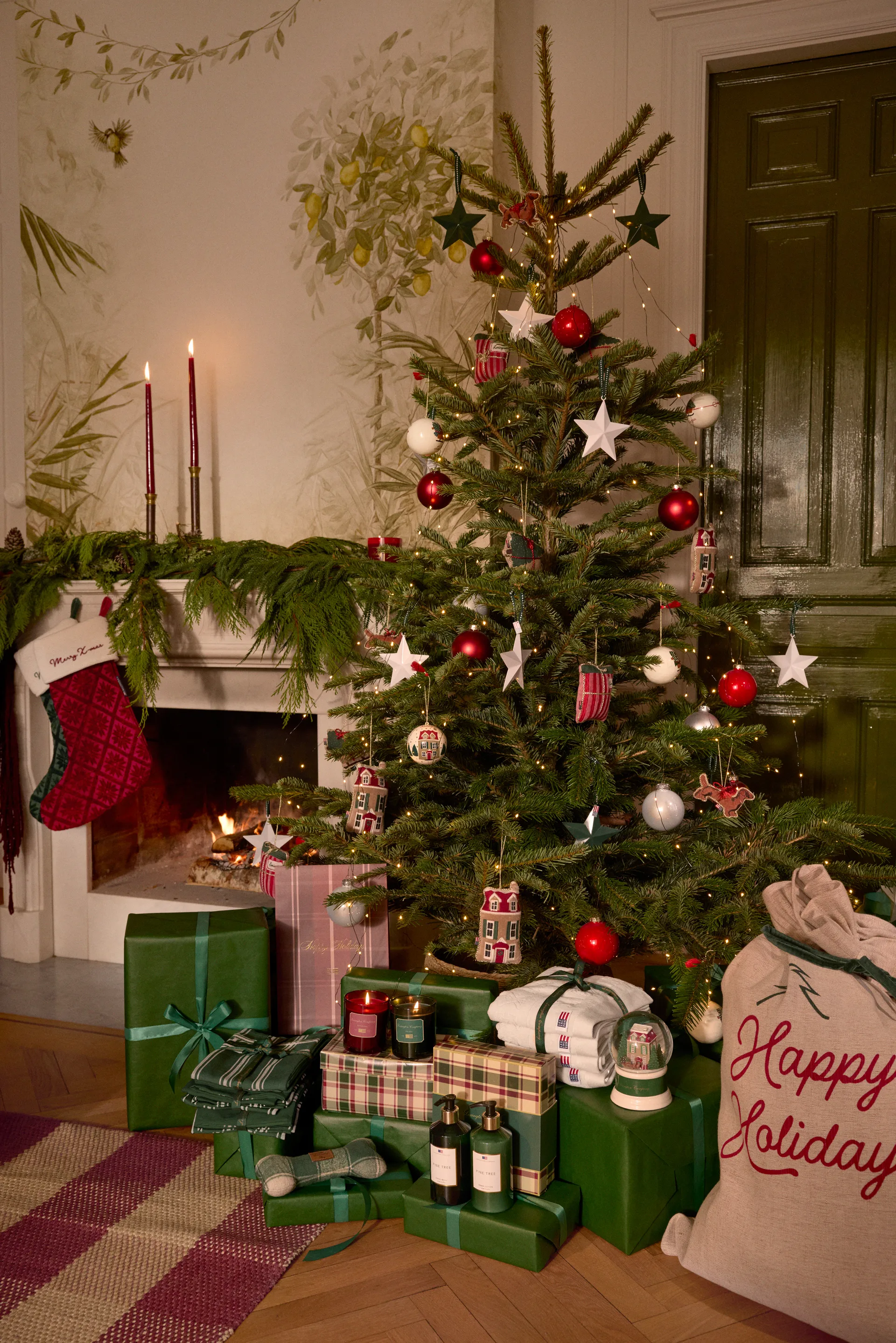 House organic velvet-cotton Christmas ornament, Multi Lexington