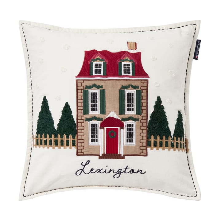 House organic velvet cotton cushion cover 50x50 cm - White-multi - Lexington