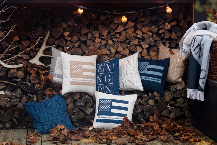Icons Denim Logo cushion cover 50x50 cm, Denim blue Lexington