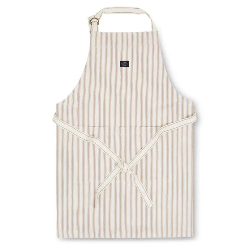 Icons Herringbone Striped apron, beige-white Lexington