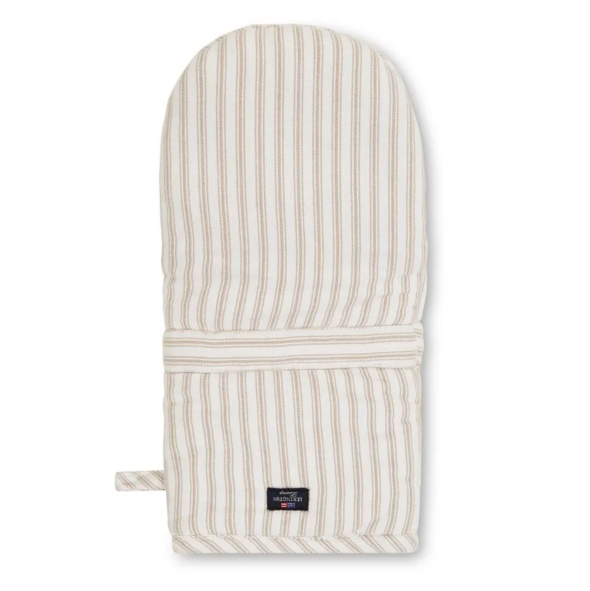Icons Herringbone Striped oven glove, beige-white Lexington