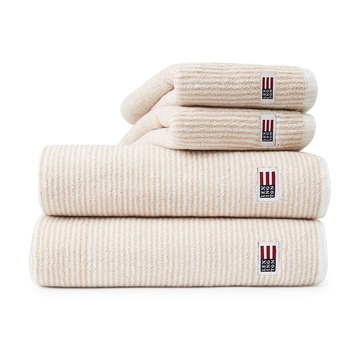 Icons Original Striped bath towel 100x150 cm - white-tan - Lexington