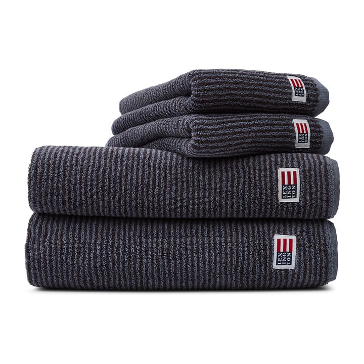 Icons Original Striped towel 30x50 cm - Steel Blue-dark gray - Lexington
