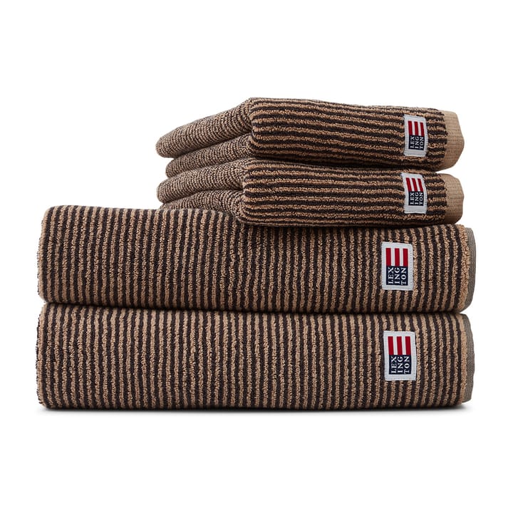 Icons Original Striped towel 30x50 cm - Tan-dark gray - Lexington