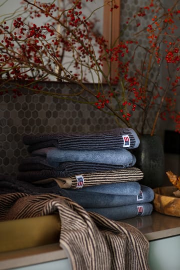 Icons Original Striped towel 50x100 cm - Tan-dark gray - Lexington
