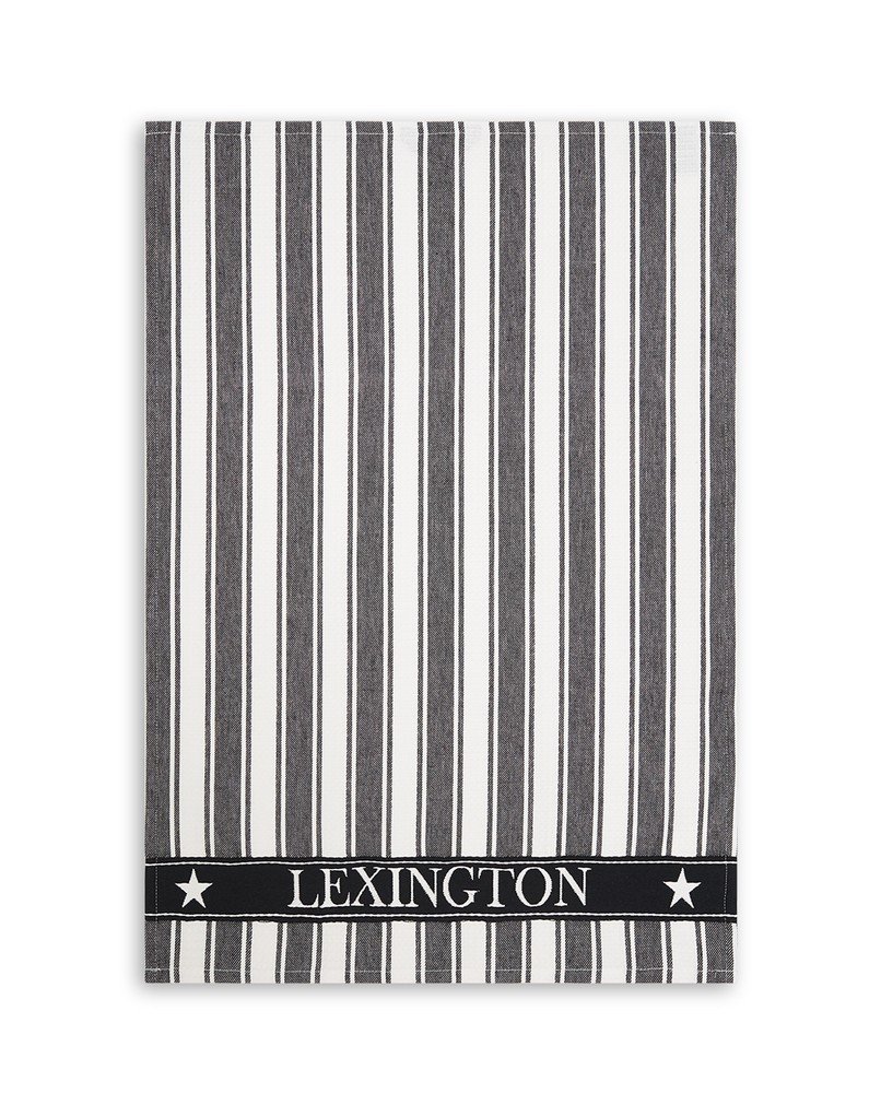 Lexington Icons striped kitchen towel Waffle 50x70 cm Black-white