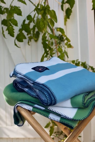 Irregular Striped Fleecefilt 130x170 cm - Green-White - Lexington