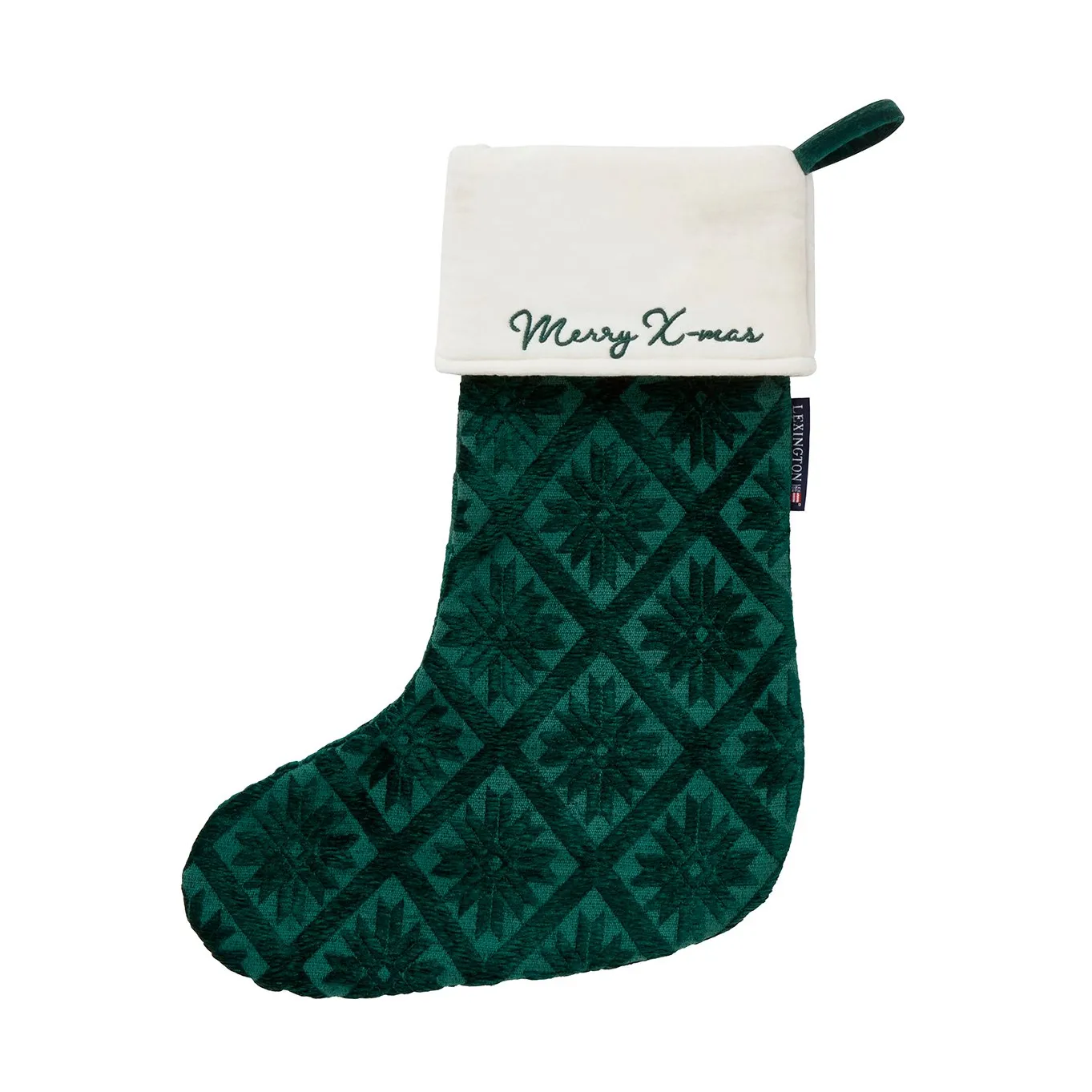 Jacquard organic cotton/viscose Christmas stocking, Green Lexington