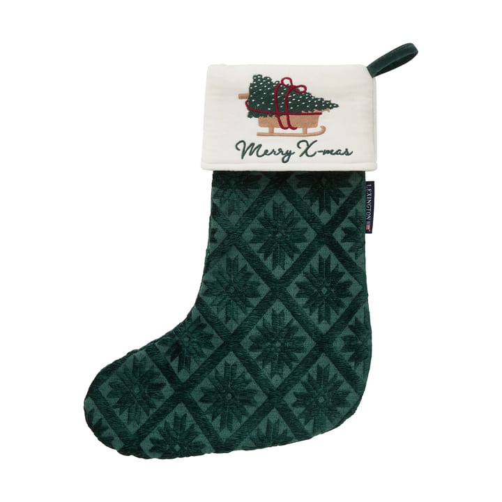 Jacquard organic cotton/viscose Christmas stocking - Green - Lexington