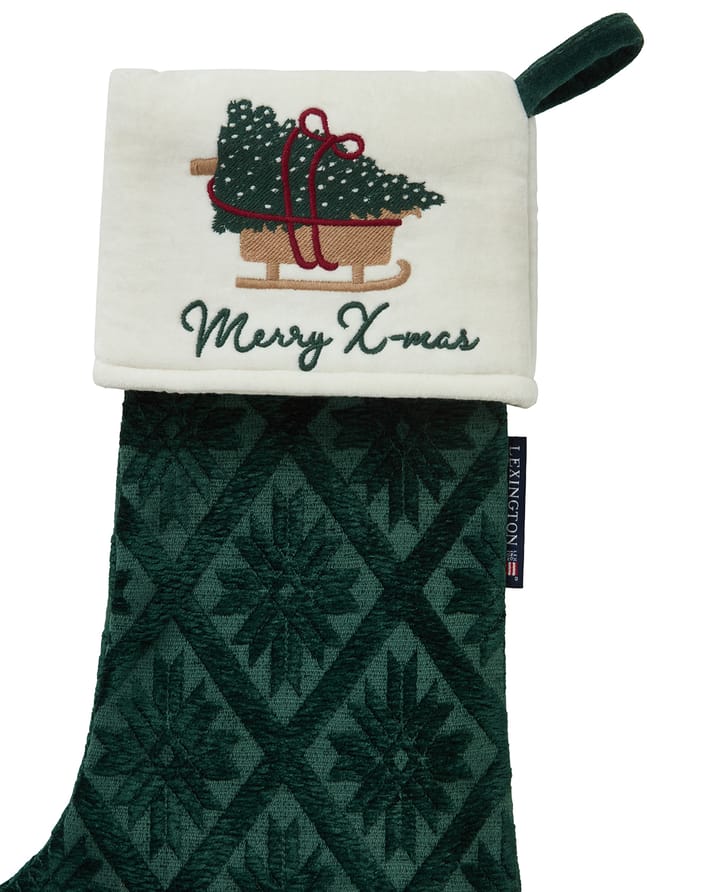 Jacquard organic cotton/viscose Christmas stocking, Green Lexington