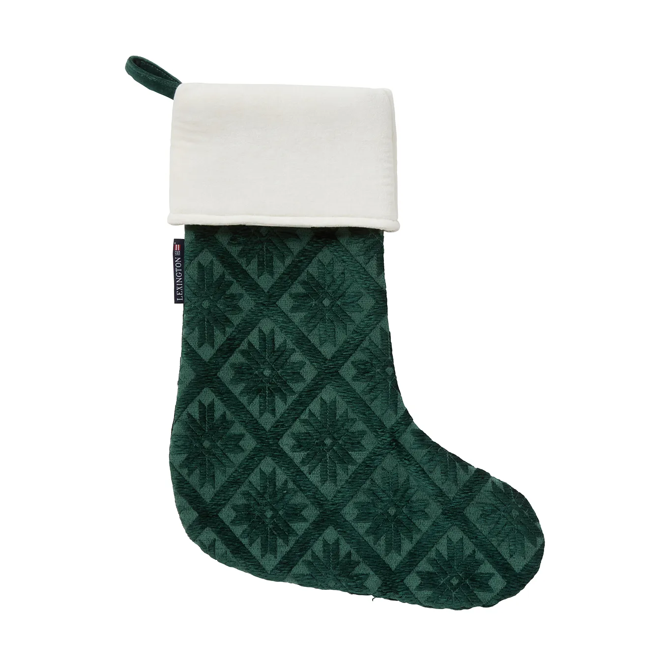 Jacquard organic cotton/viscose Christmas stocking, Green Lexington