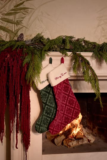 Jacquard organic cotton/viscose Christmas stocking - Green - Lexington
