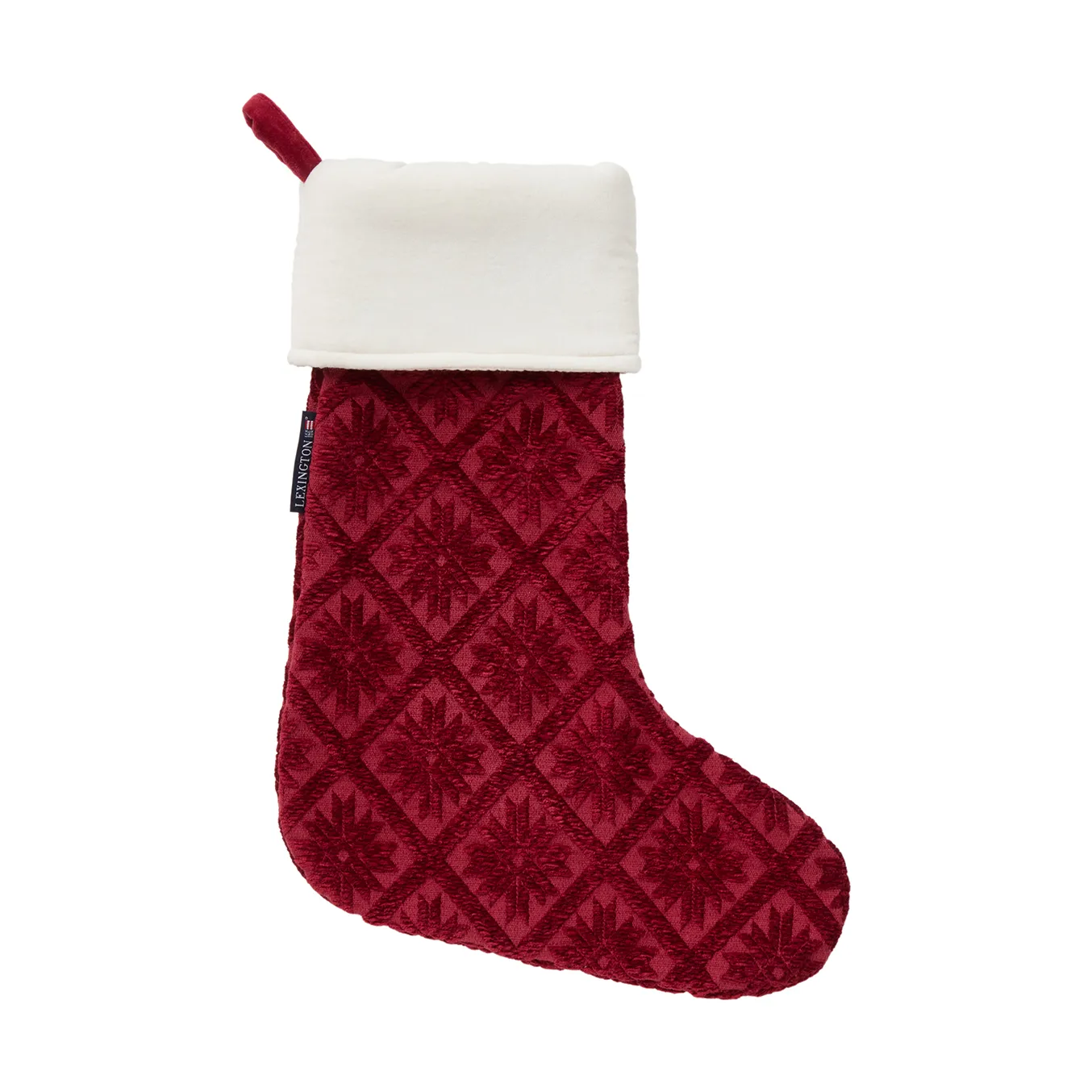 Jacquard organic cotton/viscose Christmas stocking, Red Lexington