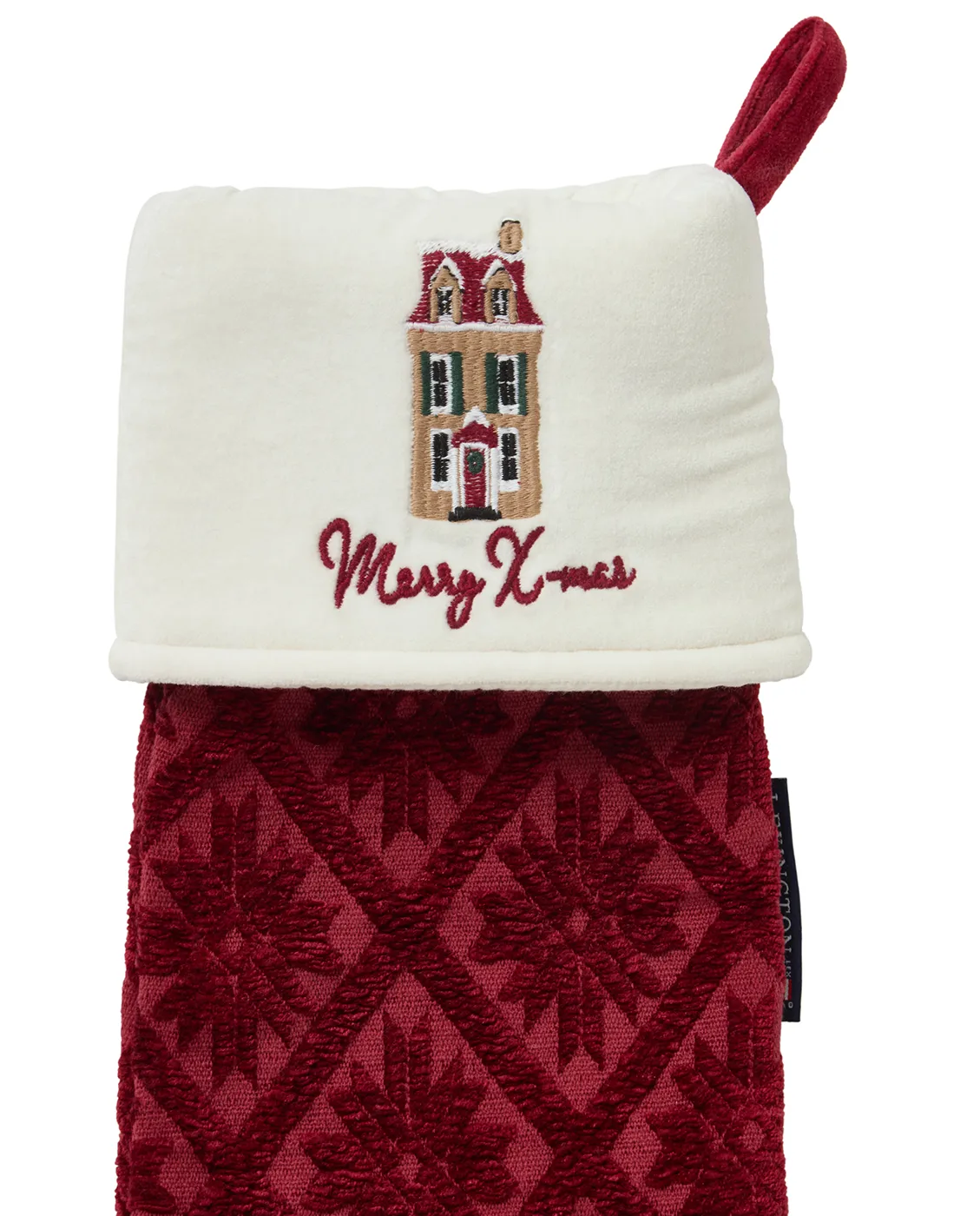 Jacquard organic cotton/viscose Christmas stocking, Red Lexington