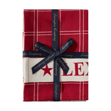 Jacquard-woven cotton kitchen towel 2-pack - Red-white, 50x70 cm - Lexington
