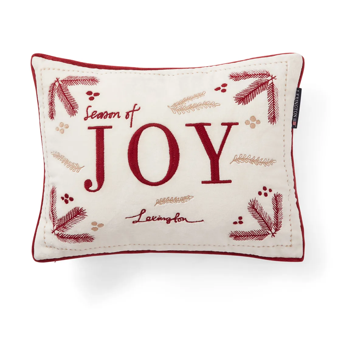 Lexington Joy organic cotton velvet cushion 30x40 cm White-Red
