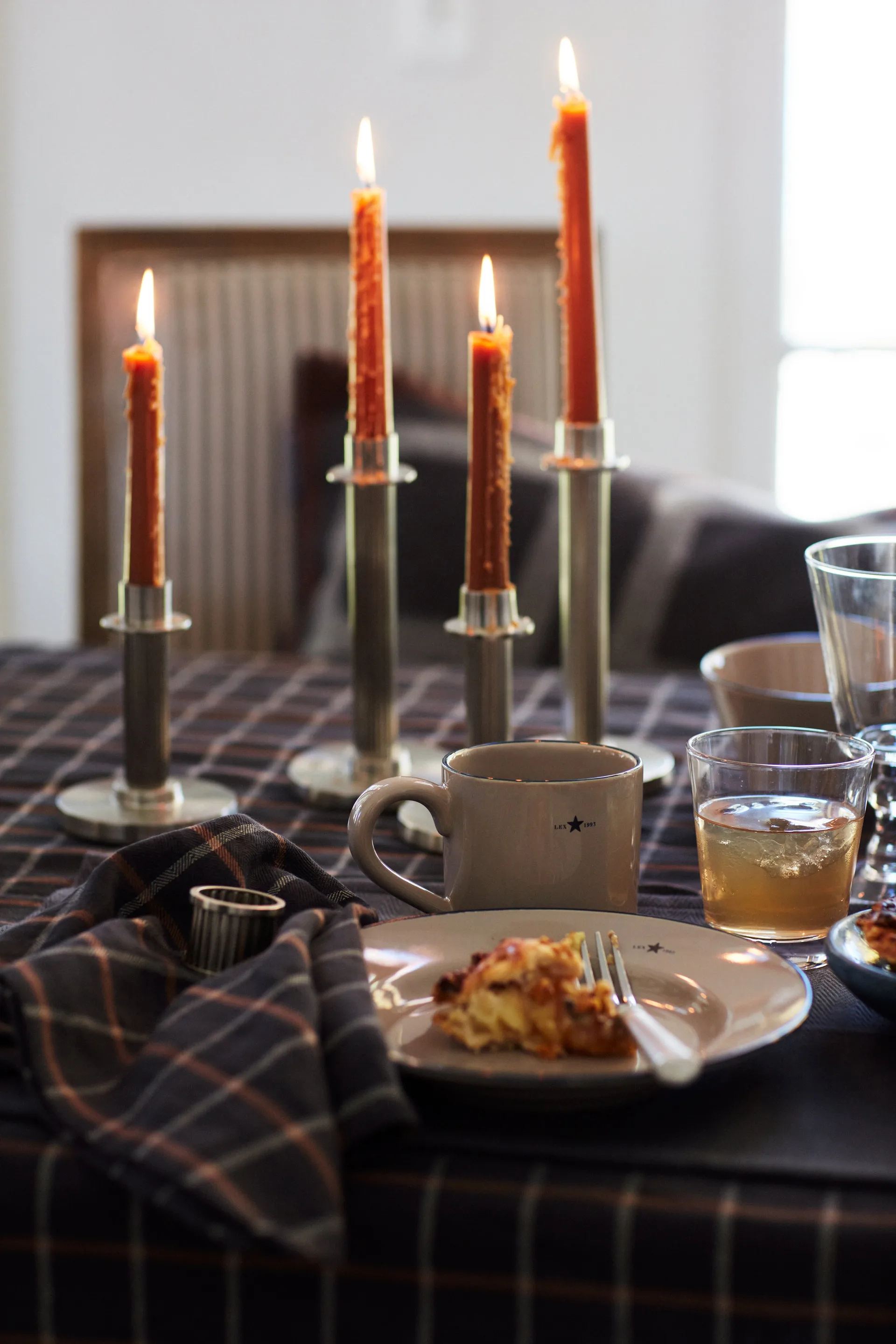 Lexington candle holder striped 20 cm, Brass Lexington