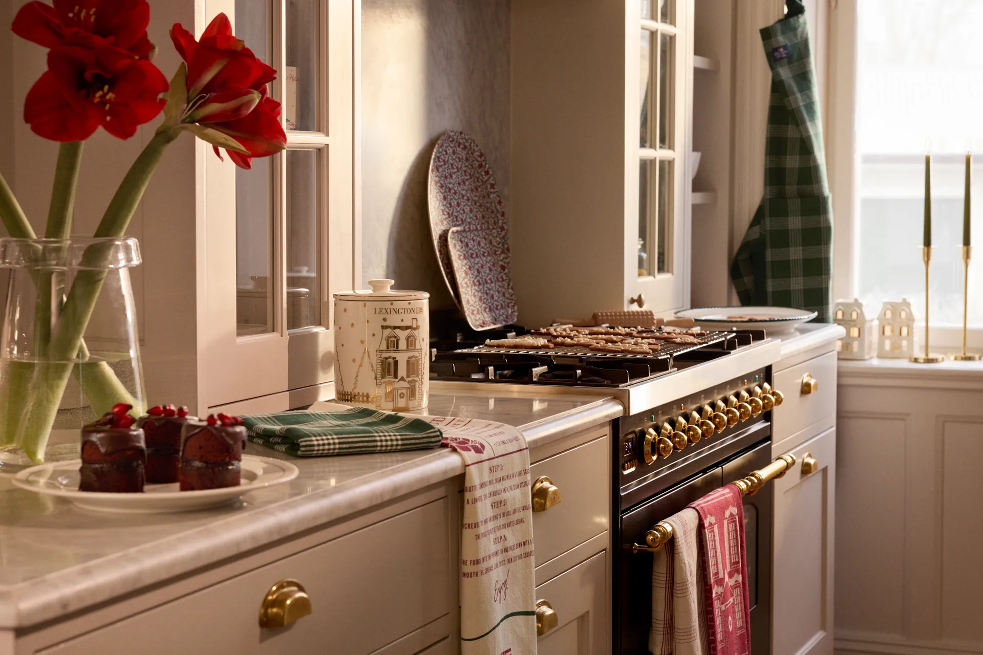 Lexington organic cotton kitchen towel 50x70 cm, Green-white Lexington