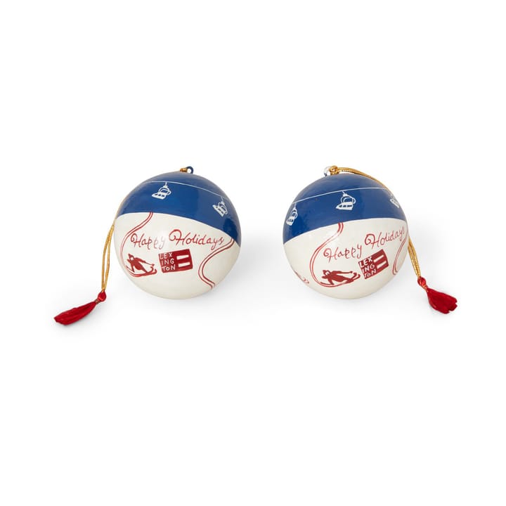 Lexington Papier Maché Christmas tree ball 2-pack
 - Blue-white-red - Lexington