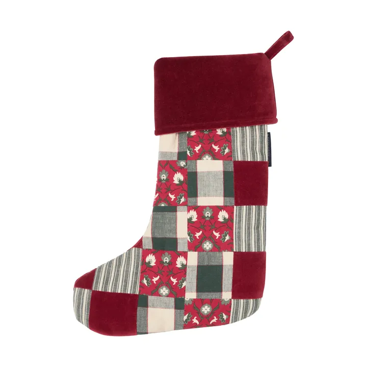 Lexington patchwork Christmas stocking - Red-multi, 45 cm - Lexington
