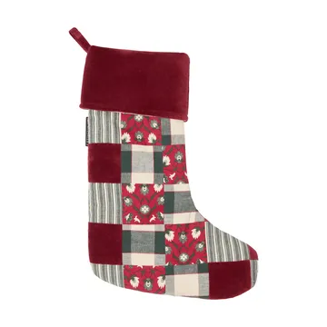 Lexington patchwork Christmas stocking - Red-multi, 45 cm - Lexington