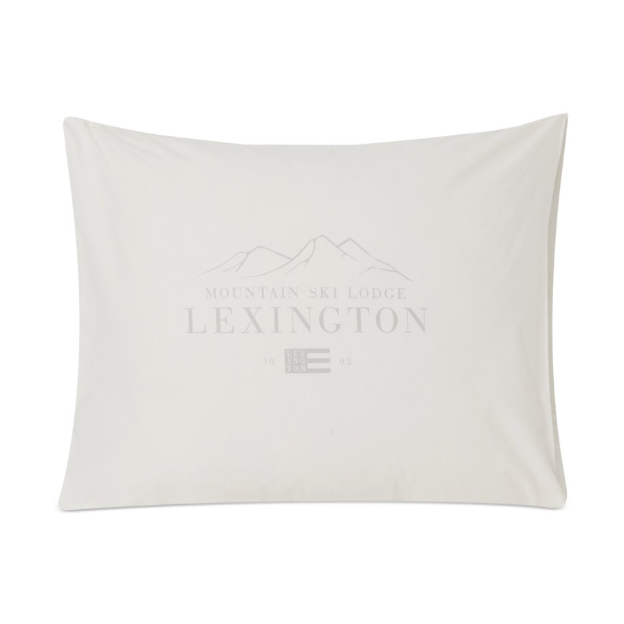 Lexington Lexington Printed Cotton Poplin pillowcase 50x60 cm White-light grey