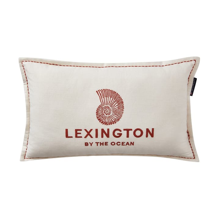 Logo Embroidered by the ocean cushion 30x50 cm - White - Lexington