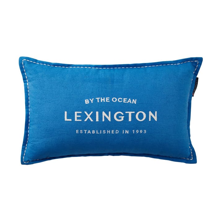 Logo Embroidered Linen/Cotton cushion 30x50 cm - Blue - Lexington