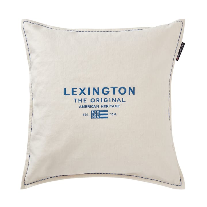 Logo Embroidered Linen/Cotton cushion cover 50x50 cm - White - Lexington