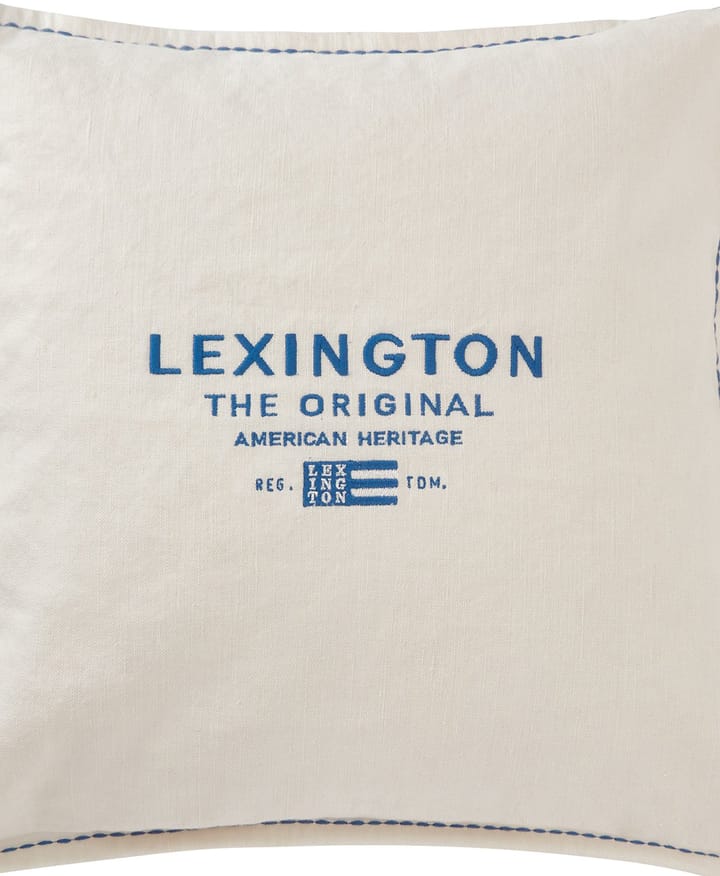 Logo Embroidered Linen/Cotton cushion cover 50x50 cm - White - Lexington