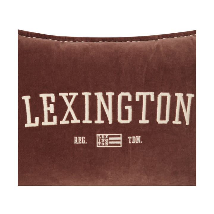 Logo Message Organic Cotton Velvet cushion 40x60 cm - Brown - Lexington
