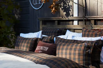 Logo Message Organic Cotton Velvet cushion 40x60 cm - Brown - Lexington