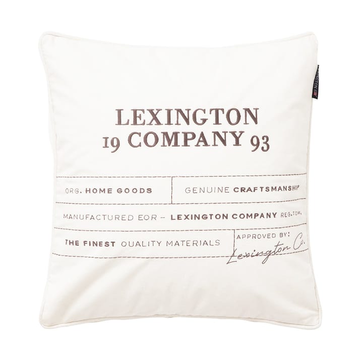 Logo Organic Cotton Canvas cushion cover 50x50 cm - White - Lexington