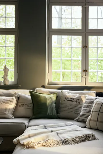 Logo Organic Cotton Canvas cushion cover 50x50 cm - White - Lexington