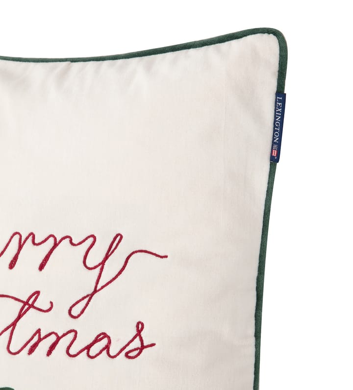 Merry Christmas Cotton Velvet cushion cover 50x50 cm - Off white-red - Lexington