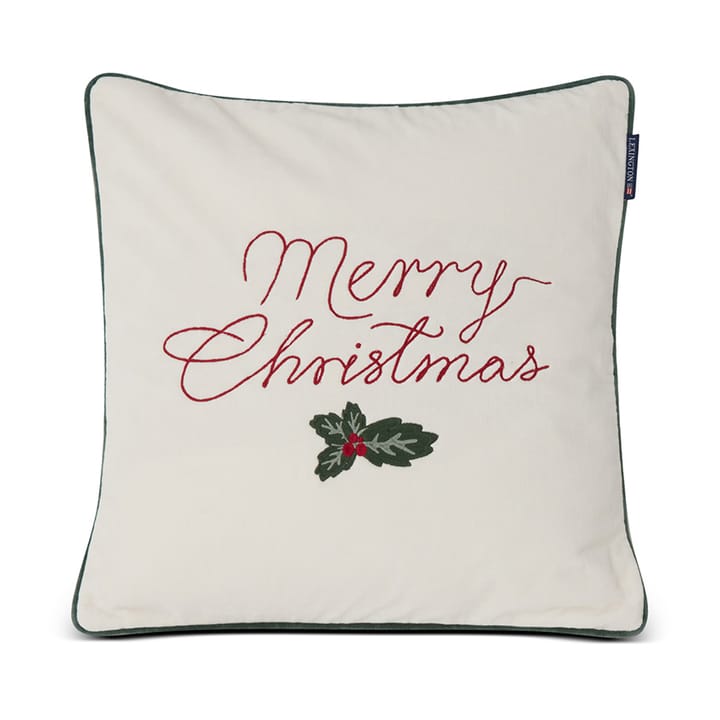 Merry Christmas Cotton Velvet cushion cover 50x50 cm, Off white-red Lexington