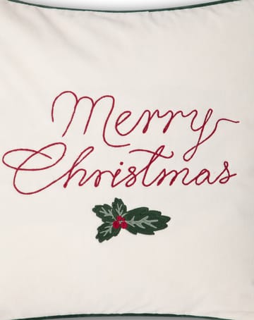 Merry Christmas Cotton Velvet cushion cover 50x50 cm - Off white-red - Lexington