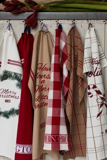 Merry Christmas Org Cotton kitchen towel 50x70 cm - White-red-green - Lexington