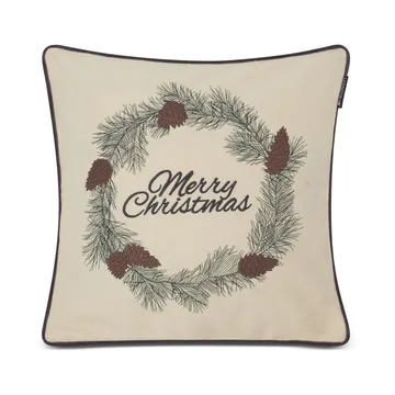 Merry Christmas Wool Mix pillowcase 50x50 cm - White-green-beige - Lexington