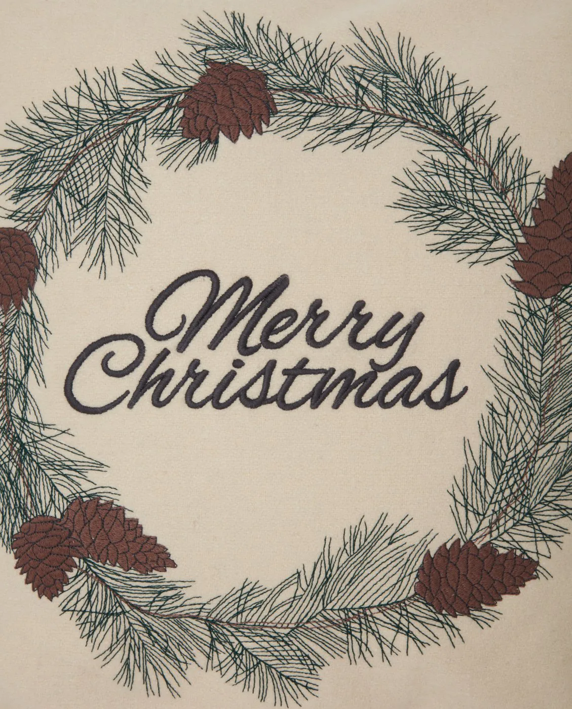 Merry Christmas Wool Mix pillowcase 50x50 cm, White-green-beige Lexington