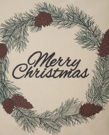 Merry Christmas Wool Mix pillowcase 50x50 cm - White-green-beige - Lexington