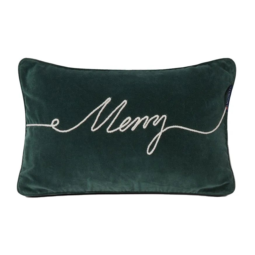 Merry Cotton Velvet cushion 30x50 cm, Green Lexington