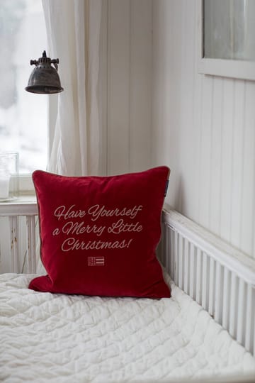 Merry Little Org Cotton Velvet pillowcase 50x50 cm - Red-beige - Lexington